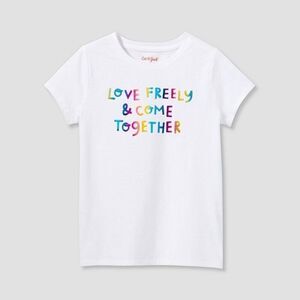 Girl's Short Sleeve Graphic Print "LOVE FREELY" T-Shirt (Size 2T) WHITE ~ NEW!!!